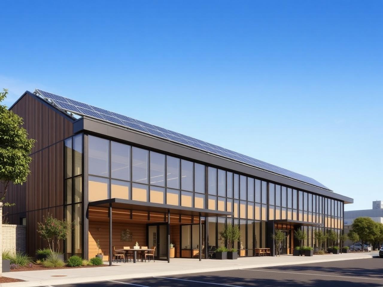 Net-zero commercial building with rooftop solar